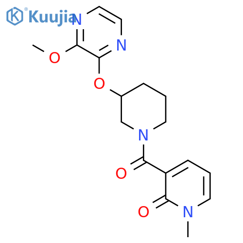 3-{3-[(3-methoxypyrazin-2-yl)oxy]piperidine-1-carbonyl}-1-methyl-1,2-dihydropyridin-2-one structure