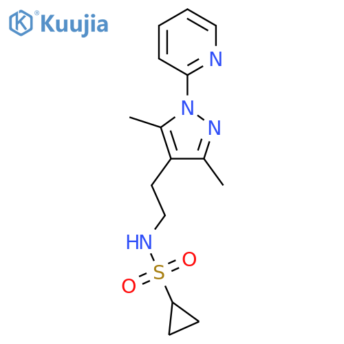 N-{2-[3,5-dimethyl-1-(pyridin-2-yl)-1H-pyrazol-4-yl]ethyl}cyclopropanesulfonamide structure