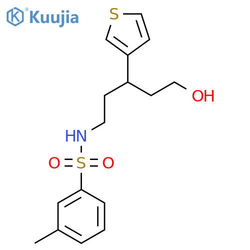N-[5-hydroxy-3-(thiophen-3-yl)pentyl]-3-methylbenzene-1-sulfonamide structure