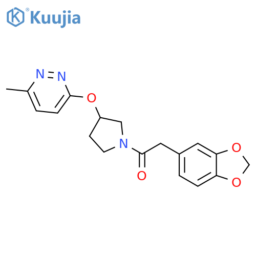 2-(2H-1,3-benzodioxol-5-yl)-1-{3-[(6-methylpyridazin-3-yl)oxy]pyrrolidin-1-yl}ethan-1-one structure