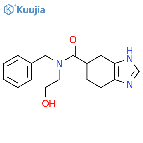 N-benzyl-N-(2-hydroxyethyl)-4,5,6,7-tetrahydro-1H-1,3-benzodiazole-5-carboxamide structure