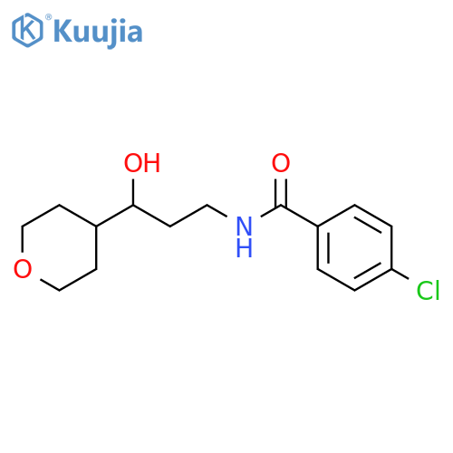 4-chloro-N-[3-hydroxy-3-(oxan-4-yl)propyl]benzamide structure