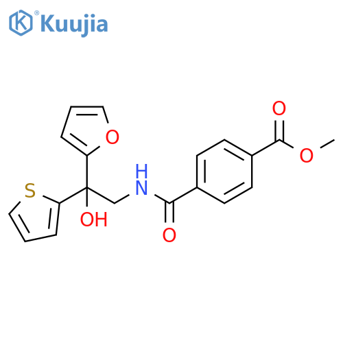 methyl 4-{[2-(furan-2-yl)-2-hydroxy-2-(thiophen-2-yl)ethyl]carbamoyl}benzoate structure