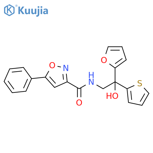 N-[2-(furan-2-yl)-2-hydroxy-2-(thiophen-2-yl)ethyl]-5-phenyl-1,2-oxazole-3-carboxamide structure