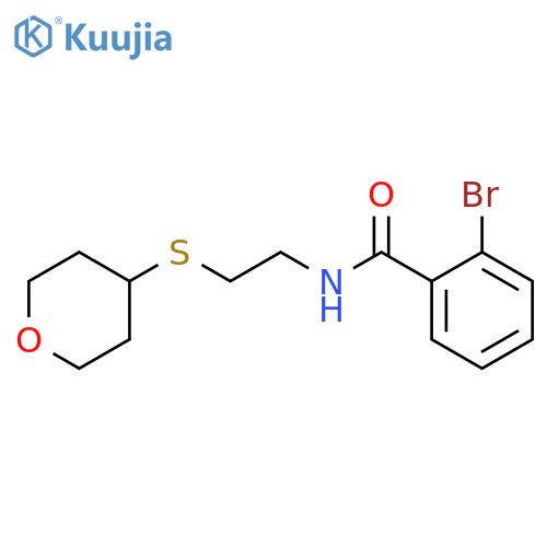 2-bromo-N-[2-(oxan-4-ylsulfanyl)ethyl]benzamide structure
