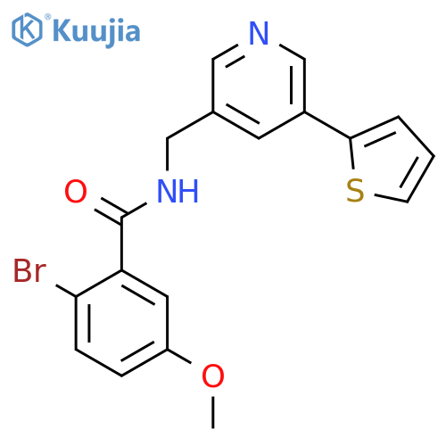 2-bromo-5-methoxy-N-{[5-(thiophen-2-yl)pyridin-3-yl]methyl}benzamide structure