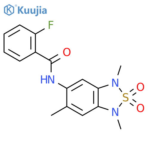 2-fluoro-N-(1,3,6-trimethyl-2,2-dioxo-1,3-dihydro-2lambda6,1,3-benzothiadiazol-5-yl)benzamide structure