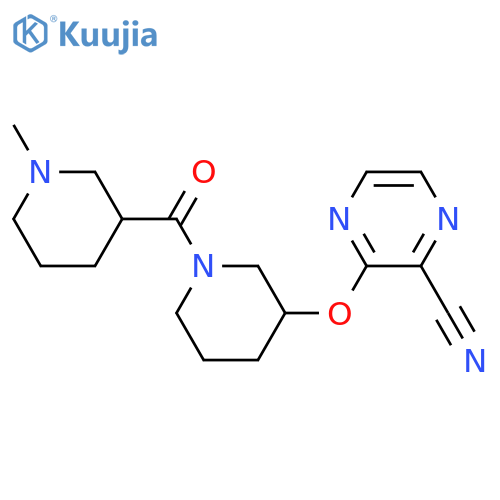 3-{[1-(1-methylpiperidine-3-carbonyl)piperidin-3-yl]oxy}pyrazine-2-carbonitrile structure