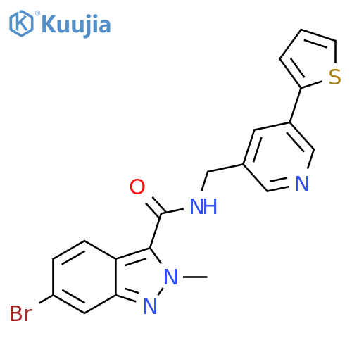 6-bromo-2-methyl-N-{[5-(thiophen-2-yl)pyridin-3-yl]methyl}-2H-indazole-3-carboxamide structure