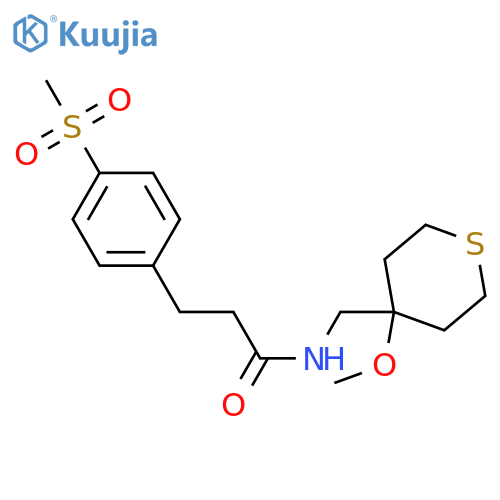 3-(4-methanesulfonylphenyl)-N-(4-methoxythian-4-yl)methylpropanamide structure
