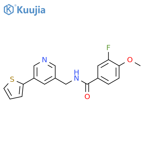 3-fluoro-4-methoxy-N-{5-(thiophen-2-yl)pyridin-3-ylmethyl}benzamide structure