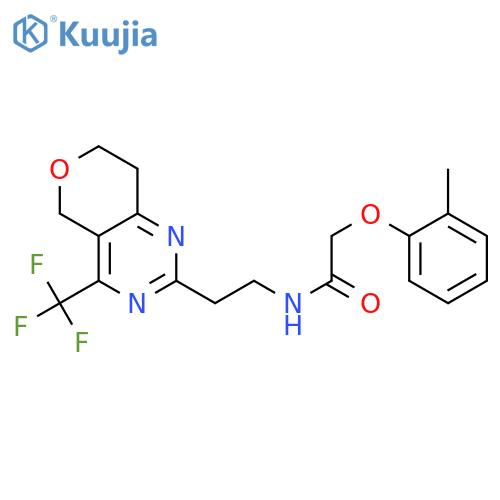 2-(2-methylphenoxy)-N-{2-[4-(trifluoromethyl)-5H,7H,8H-pyrano[4,3-d]pyrimidin-2-yl]ethyl}acetamide structure