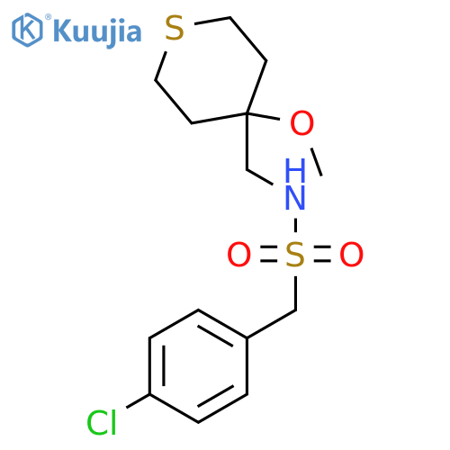 1-(4-chlorophenyl)-N-[(4-methoxythian-4-yl)methyl]methanesulfonamide structure