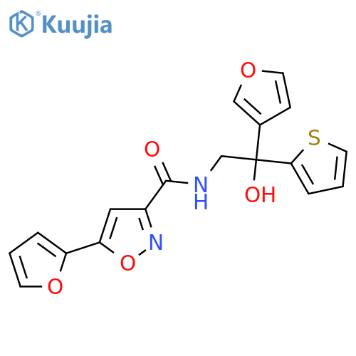 5-(furan-2-yl)-N-2-(furan-3-yl)-2-hydroxy-2-(thiophen-2-yl)ethyl-1,2-oxazole-3-carboxamide structure