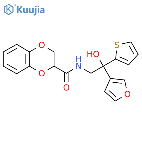 N-2-(furan-3-yl)-2-hydroxy-2-(thiophen-2-yl)ethyl-2,3-dihydro-1,4-benzodioxine-2-carboxamide structure