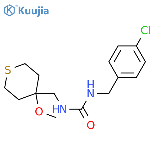 1-[(4-chlorophenyl)methyl]-3-[(4-methoxythian-4-yl)methyl]urea structure
