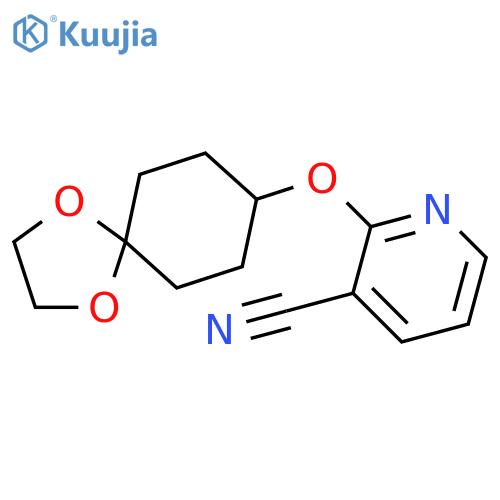 2-{1,4-dioxaspiro4.5decan-8-yloxy}pyridine-3-carbonitrile structure