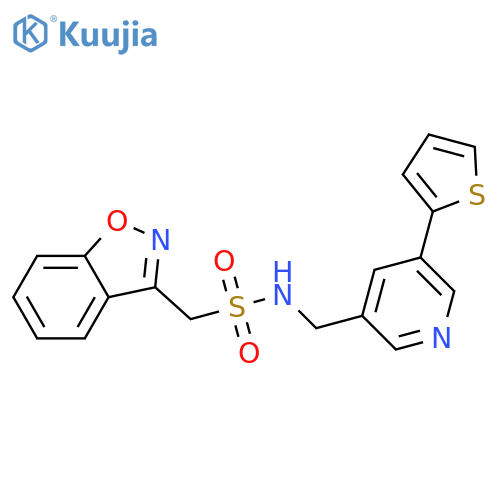 1-(1,2-benzoxazol-3-yl)-N-{[5-(thiophen-2-yl)pyridin-3-yl]methyl}methanesulfonamide structure