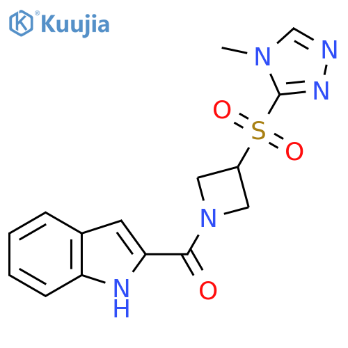 (1H-indol-2-yl)(3-((4-methyl-4H-1,2,4-triazol-3-yl)sulfonyl)azetidin-1-yl)methanone structure