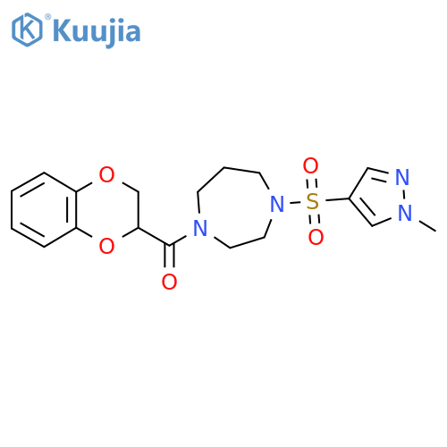 1-(2,3-dihydro-1,4-benzodioxine-2-carbonyl)-4-[(1-methyl-1H-pyrazol-4-yl)sulfonyl]-1,4-diazepane structure