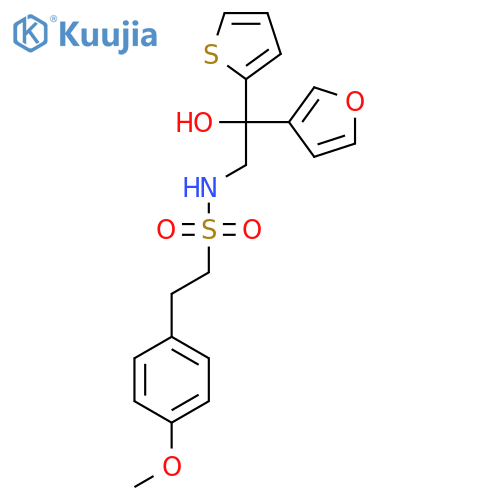 N-2-(furan-3-yl)-2-hydroxy-2-(thiophen-2-yl)ethyl-2-(4-methoxyphenyl)ethane-1-sulfonamide structure