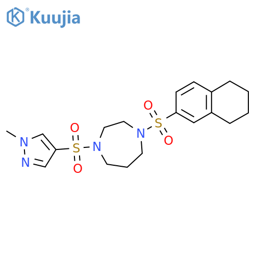 1-[(1-methyl-1H-pyrazol-4-yl)sulfonyl]-4-(5,6,7,8-tetrahydronaphthalene-2-sulfonyl)-1,4-diazepane structure