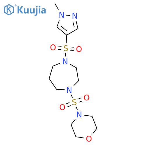 1-[(1-methyl-1H-pyrazol-4-yl)sulfonyl]-4-(morpholine-4-sulfonyl)-1,4-diazepane structure