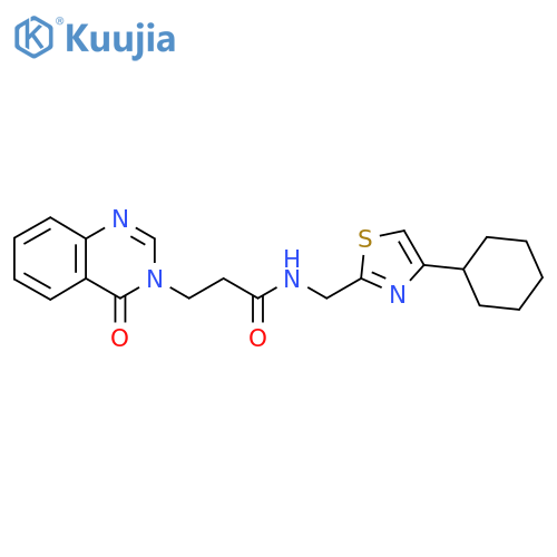 N-(4-cyclohexyl-1,3-thiazol-2-yl)methyl-3-(4-oxo-3,4-dihydroquinazolin-3-yl)propanamide structure