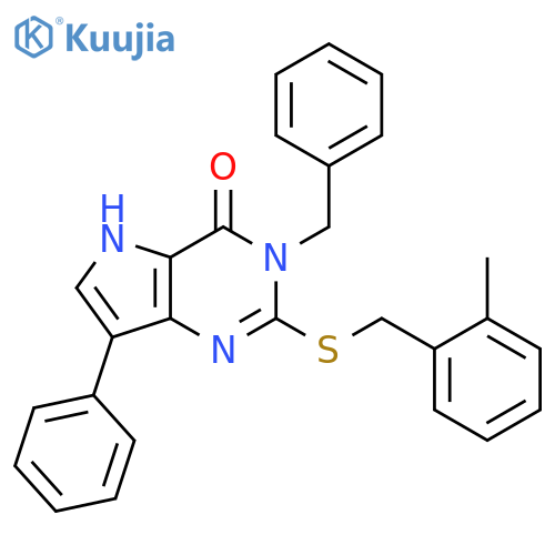 3-benzyl-2-{[(2-methylphenyl)methyl]sulfanyl}-7-phenyl-3H,4H,5H-pyrrolo[3,2-d]pyrimidin-4-one structure
