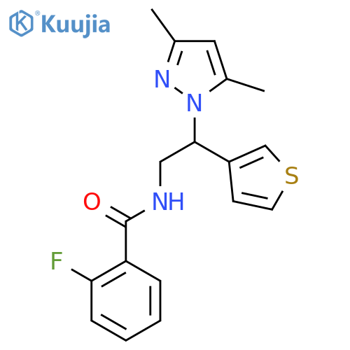 N-[2-(3,5-dimethyl-1H-pyrazol-1-yl)-2-(thiophen-3-yl)ethyl]-2-fluorobenzamide structure
