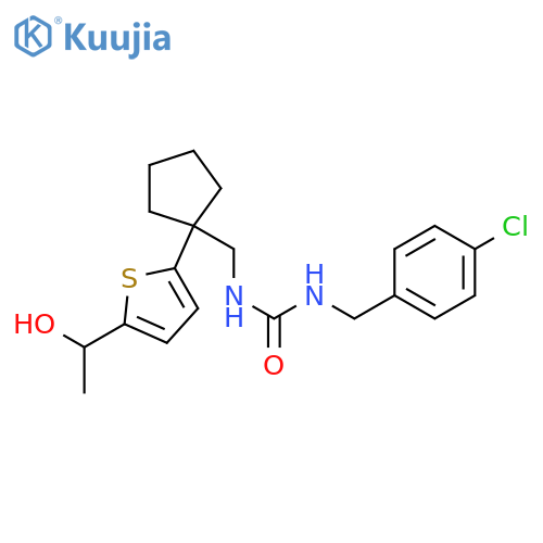 1-(4-chlorophenyl)methyl-3-({1-5-(1-hydroxyethyl)thiophen-2-ylcyclopentyl}methyl)urea structure