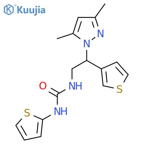 3-2-(3,5-dimethyl-1H-pyrazol-1-yl)-2-(thiophen-3-yl)ethyl-1-(thiophen-2-yl)urea structure