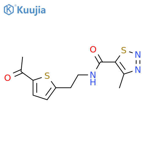N-[2-(5-acetylthiophen-2-yl)ethyl]-4-methyl-1,2,3-thiadiazole-5-carboxamide structure