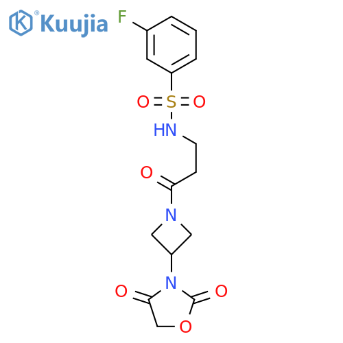 N-[3-[3-(2,4-dioxo-1,3-oxazolidin-3-yl)azetidin-1-yl]-3-oxopropyl]-3-fluorobenzenesulfonamide structure