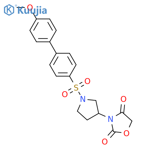 3-[1-[4-(4-methoxyphenyl)phenyl]sulfonylpyrrolidin-3-yl]-1,3-oxazolidine-2,4-dione structure