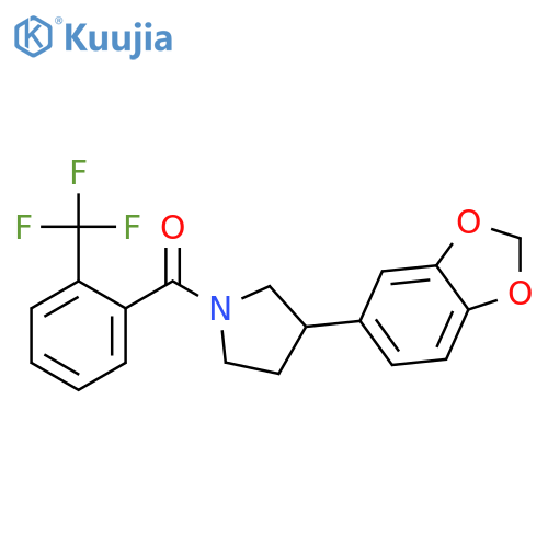 3-(2H-1,3-benzodioxol-5-yl)-1-[2-(trifluoromethyl)benzoyl]pyrrolidine structure