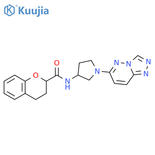 N-(1-{1,2,4triazolo4,3-bpyridazin-6-yl}pyrrolidin-3-yl)-3,4-dihydro-2H-1-benzopyran-2-carboxamide structure