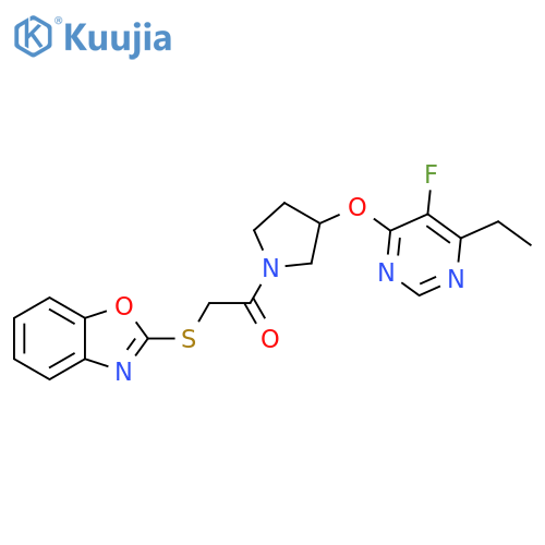 2-(2-Benzoxazolylthio)-1-[3-[(6-ethyl-5-fluoro-4-pyrimidinyl)oxy]-1-pyrrolidinyl]ethanone structure