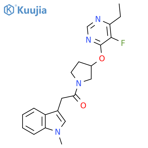 1-(3-((6-ethyl-5-fluoropyrimidin-4-yl)oxy)pyrrolidin-1-yl)-2-(1-methyl-1H-indol-3-yl)ethanone structure