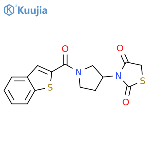 3-[1-(1-benzothiophene-2-carbonyl)pyrrolidin-3-yl]-1,3-thiazolidine-2,4-dione structure