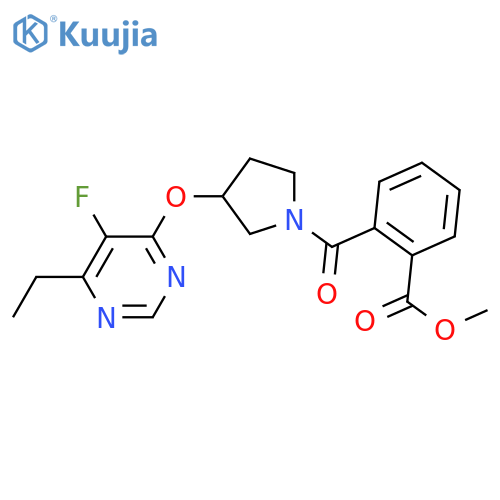 Methyl 2-(3-((6-ethyl-5-fluoropyrimidin-4-yl)oxy)pyrrolidine-1-carbonyl)benzoate structure