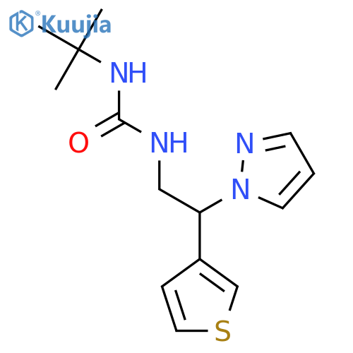 3-tert-butyl-1-[2-(1H-pyrazol-1-yl)-2-(thiophen-3-yl)ethyl]urea structure