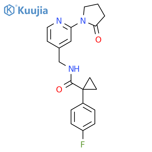 1-(4-fluorophenyl)-N-{[2-(2-oxopyrrolidin-1-yl)pyridin-4-yl]methyl}cyclopropane-1-carboxamide structure