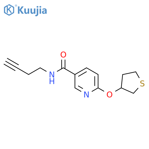 N-but-3-ynyl-6-(thiolan-3-yloxy)pyridine-3-carboxamide structure