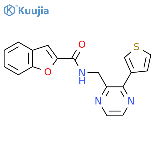 N-{[3-(thiophen-3-yl)pyrazin-2-yl]methyl}-1-benzofuran-2-carboxamide structure