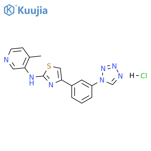 3-Pyridinamine, 4-methyl-N-[4-[3-(1H-tetrazol-1-yl)phenyl]-2-thiazolyl]-, hydrochloride (1:1) structure