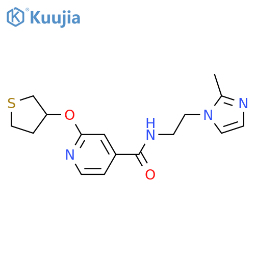 N-[2-(2-methylimidazol-1-yl)ethyl]-2-(thiolan-3-yloxy)pyridine-4-carboxamide structure