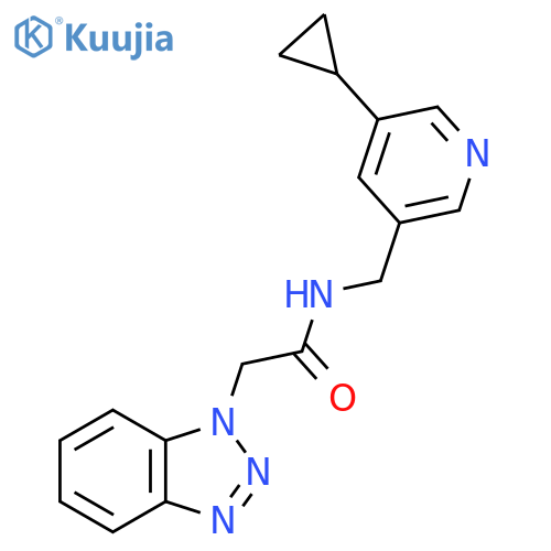 2-(1H-1,2,3-benzotriazol-1-yl)-N-(5-cyclopropylpyridin-3-yl)methylacetamide structure
