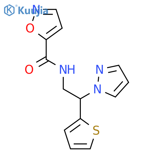 N-2-(1H-pyrazol-1-yl)-2-(thiophen-2-yl)ethyl-1,2-oxazole-5-carboxamide structure