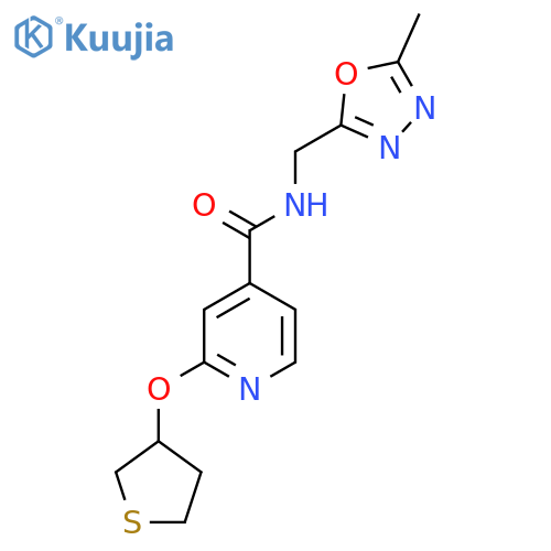 N-((5-methyl-1,3,4-oxadiazol-2-yl)methyl)-2-((tetrahydrothiophen-3-yl)oxy)isonicotinamide structure